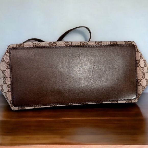 GUCCI GG canvas tote leather EXC COND signature print classic luxury bag - Picture 2 of 10